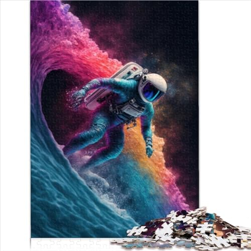 Spiele für Erwachsene Puzzle Astronaut Wave SurferPuzzlespiel mit 1000 Teilen Holzpuzzle für Kinder ab 12 Jahren Puzzle-Hands-on-SpielFamiliendekorationsgröße (50x75 cm)