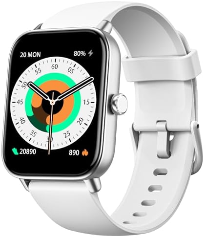 Smartwatch Herren Damen mit Telefonfunktion & Alexa eingebaut,Fitnessuhr mit 100+ Sports,Armbanduhr IP68 Wasserdicht, 24H Herzfrequenz SpO2 Schlafmonitor,1,8 Uhren Damen mit iOS/Android - Weiß
