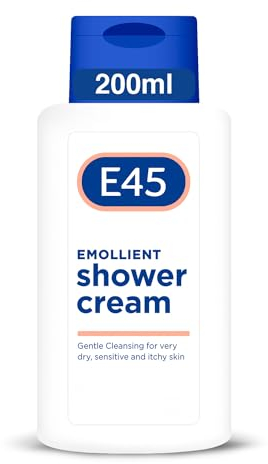 E45 Emollient Shower Cream 200ml - Duschgel für trockene, empfindliche und juckende Haut, für Männer und Frauen – Aufrechterhaltung des PH-Werts der Haut - Ekzem-Duschgel Dermatologisch getestet