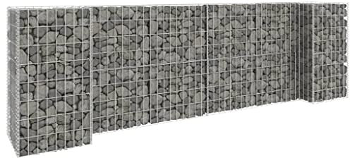 Tino Tech Gabionen-Pflanzgefäß aus Verzinkter Stahl 260x40x80 cm Silber Steinkorb Gabionen Körbe Gabionen Zaun Gartenmauer Gabione aus Metall Garten Gabione Pflanzenwand Gabionen Gitter