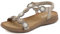 Meik Mangni Damen Sandalen Sommer Bohemian Flache Zehentrenner Strass Sandaletten Strand Schuhe Plattform Flip Flops B Beige Gr.39