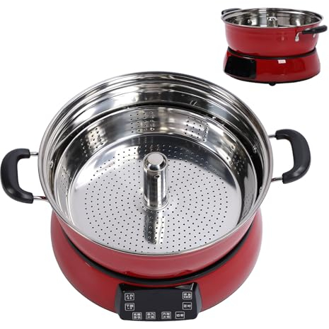 Olla Arrocera de Acero Inoxidable de 6 Litros, Alta Potencia, Diseño de Elevación, Eliminación de Azúcar, Función Inteligente, Vaporizador con Inicio Retardado de 24 (rojo)