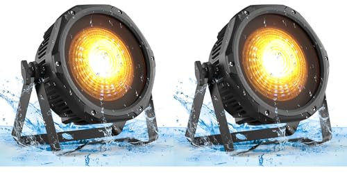 Ukfog 2pcs COB RGB LED Wasserdichtes Par Scheinwerfer 100W Par Licht 3-in-1 kalt/Warmweiß/Farbiges Licht /4/15CH/DMX512/Sound aktiviert/Master-Slave/Auto.für Hochzeit/Disco/Bar/PartyTheater usw