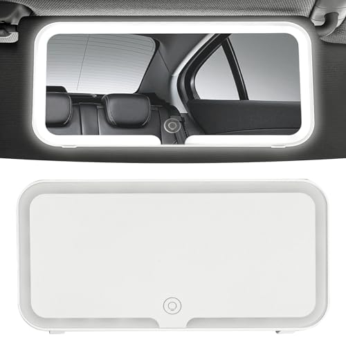 Espejo De Tocador Con Visera LED Para Coche - 3 Modos De Luz, Maquillaje, Cosmético Con Carga USB