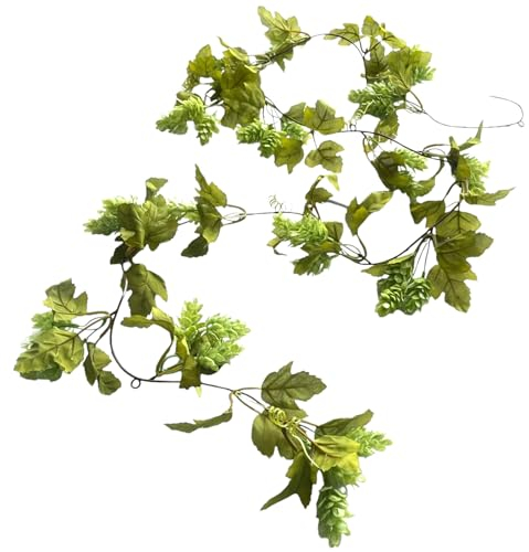 Künstliche Hopfengirlande 180 cm grün, realistische Dekoration Hopfen Ranke mit detailgetreuen Dolden
