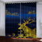 Vorhänge Blickdicht Schlafzimmer Wohnzimmer - 2Er Set Modern Vorhang Mit Ösen 160X200Cm (HxB) 3D Goldene Blätter Elch Muster Druck Verdunkelungs Gardinen Kinderzimmer Schallschutz Thermovorhang