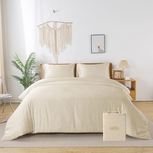 Bamboo Bedding linen Super King Size, Vegan Silk-Softer than Egyptian Cotton, Cooling, Temperature Regulation Bed Cover, 400 Thread Count, Luxury Hotel Quality-Beige