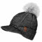 WEROR Strickmütze Damen – Bommelmütze mit Schild Schirmmütze Cap Winter - Mütze mit Schirm - Wintermütze gefüttert – WEROR-446.1 (Einheitsgröße, Anthrazit)