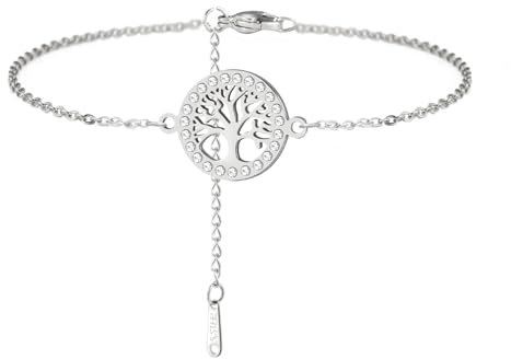 Dreamtimes Bracelet arbre de vie pour femmes Bracelet arbre de la famille Bracelet corde Bracelet corde tressé fait à la main Bracelet réglable Bijoux délicats (Argent)