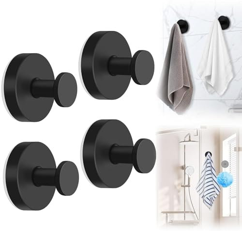 PANYI 4 Piezas Gancho Ventosa,Colgador Toalla BañO,Ganchos Con Ventosa para VacíO,Gancho Ventosa Fuerte,Ganchos Con Ventosa para Ducha,Se Pueden Utilizar en Una Variedad de Superficies Lisas (Negro)