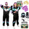 80er 90er Jahre Outfit Herren Damen- Retro Jogginganzug Party Kostüm 90er Jahre Accessoires Trainingsanzug Bad Taste Jacke Hose Anzug Disco Kleidung für 80s 90s Mottoparty Schlagerparty Karneval