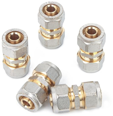LTWFITTING Schraubfitting Kupplung 16mm Klemmringverschraubung für Aluverbundrohr und Mehrschichtverbundrohr (5 Stück)