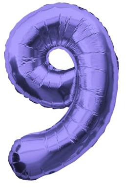 Oblique Unique Folien Luftballon mit Zahl 9 Folienballon für Kinder Geburtstag Jubiläum Silvester Party Deko Ballon Lila
