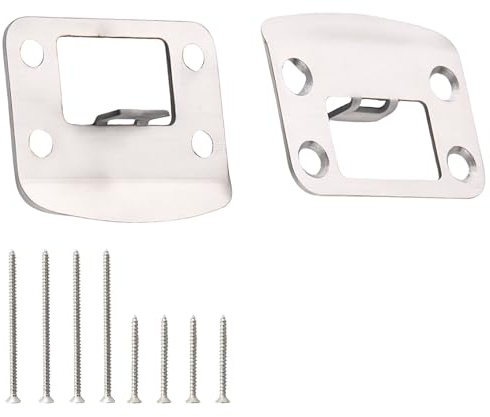 2 Pack 57×44.6mm Adjustable Door Strike Plates 304 Stainless Steel | Reinforced Latch Catch Plates with Screws, Anti-Rattle Rust Resistant Replacement Hardware for Bedroom & Bathroom Doors