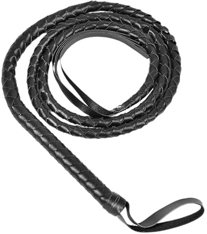 YSAOAKA Leder Peitsche 1,8 m Schwarz, Generisch Reitpeitsche für Kostüme, Indiana Jones Style Bullwhip für Kostümliebhaber, Rollenspiel, Karnevalshow