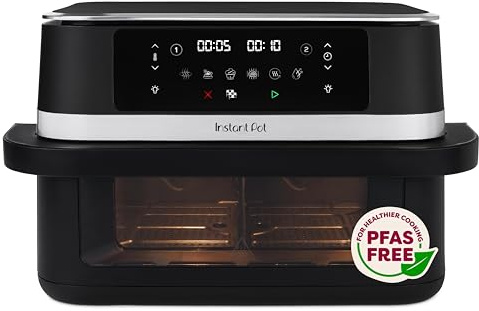 Instant Pot Vortex VersaZone 12L Air Fryer, PFAS Free, Large, Twin 6L Baskets, 8-in-1, Dehydrate, Grill, Bake, Roast, Reheat, Easy Clean, Dishwasher Safe, Black Pepper