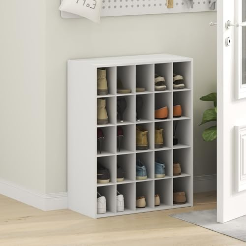 Furinno FANO Range-Chaussures, Organisateur de Chaussures à 25 Cases, Organisateur empilable, 29,7 x 61,5 x 80 cm, pour Placard, entrée, Bureau, Garage, Blanc