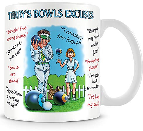 personalised4u Bowls Excuses Funny Ceramic Coffee Mug – (Name Can Be Added)