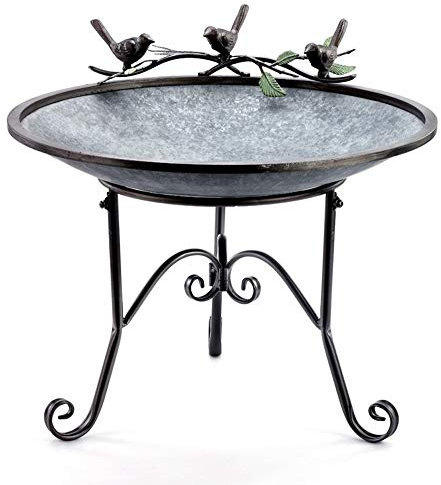 Napco Vogeltränke, verzinktes Metall, rustikal, 35,6 cm, silberfarben