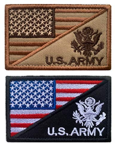 Antrix Aufnäher mit amerikanischer Flagge/Armee, Veteranen, US-Streitkräfte, bestickt, Militär-Aufnäher, Klettverschluss-Emblem, Abzeichen für Hüte, Rucksäcke, Taschen, Jacken, 2 Stück