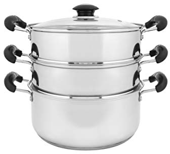 Concord Dampfgarer, Edelstahl, 3 Etagen, 24 cm, für Induktion geeignet, 25,4 cm