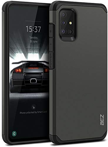 BEZ Hülle für Samsung Galaxy A51 Hülle, Handyhülle Tasche Stoßfestes Kompatibel für Samsung A51, [Heavy Duty Serie] Outdoor Dual Layer Armor Case Handy Schutzhülle Robuste, Grau