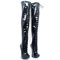 TIKENBST tacchi donna Tacchi Alti 18CM In Pelle Verniciata Con Lacci Con Zeppa E Tacco Alto Con Plateau,Black-44