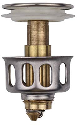 BSTOB Universal Wash Basin Bounce Drain Filter, Sink Drain Stopper with Basket, Kitchen Bathroom Strainer, Stainless Steel & Silicone