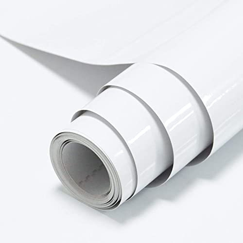 Timeet Wallpaper White Glitter Effect Self Adhesive Wallpaper Furniture Stickers 40x300cm Sticky Back Plastic Roll Vinyl Wrap Film Covering Countertops Waterproof Wallpaper Kitchen Cabinets