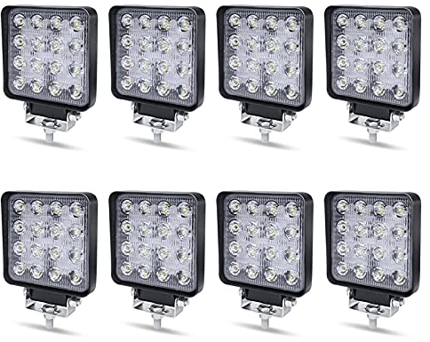 Arbeitsscheinwerfer LED 12V Aufun 48W Offroad Reflektor Flutlicht Zusatzscheinwerfer 4320lm, Scheinwerfer IP67 Wasserdicht für Traktor, SUV, UTV, ATV, 8 Stück
