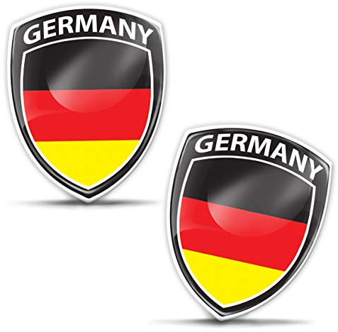 Biomar Labs 2 x Aufkleber 3D Gel Silikon Abzeichen Stickers Auto Motorrad Fahrrad Fenster Tür PC Handy Tablet Laptop Deutsche Deutschland German Germany Flagge Fahne Flag F 146