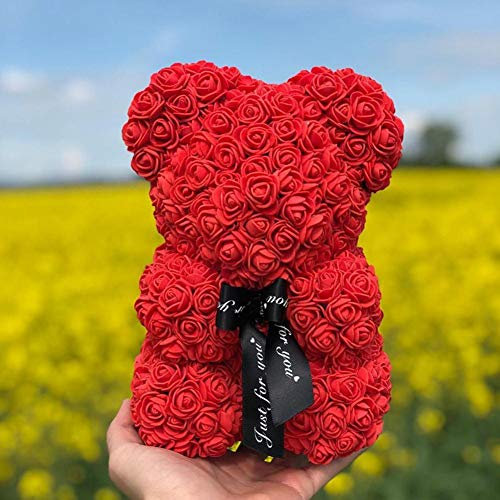 25 cm / 40 cm Orsacchiotto Rosa Orso Fiore Artificiale Rosa Orso Decorazione Natalizia per Casa San Valentino Regali Donna-viola, XS