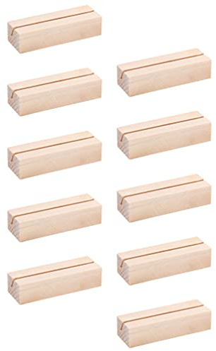 TOYANDONA 25pcs Rustic Acrylic Sign Holders Wood Table Numbers Display Stands Business Wooden Menu Base Place Card Holder for Retail Shop Wedding Party Events Decoration