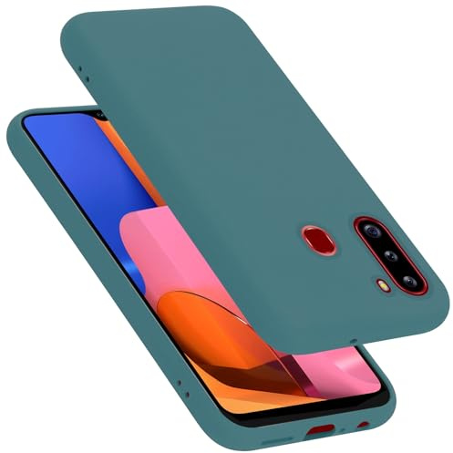 Cadorabo Hülle kompatibel mit Samsung Galaxy A21 Hülle Silikon Handyhülle für Galaxy A21 Case aus flüssigem Silikon- Kratzfeste und stoßfeste dünne TPU Schutzhülle - Liquid GRÜN