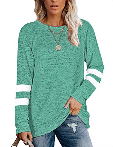 MOLERANI Tunic Sweatshirts for Women Solid Plain Casual Crew Neck Pullover Sweaters Long Sleeve Tops 2XL Green