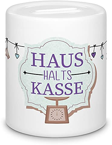 Tassendruck Spardose mit Motiv - Haushaltskasse - Geschenk für Männer, Frauen, Haushalt, Büro, Geldgeschenk - Hochwertige Keramik
