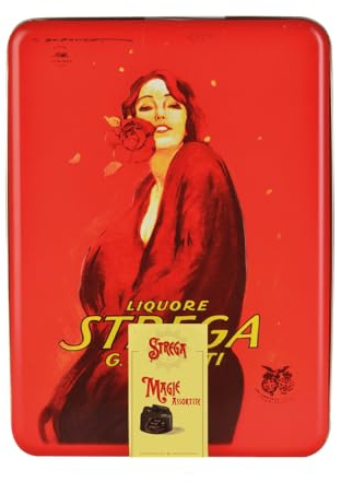 Magie Alberti Strega Assortite Scatola in Latta 300gr; circa 23 Praline al Cioccolato Assortite In una elegante Scatola in Latta Vintage da Collezionare