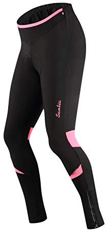 Santic Pantalon Cycliste Femme Thermique Rembourré Pantalon Velo Pantalon Cyclisme Longues EU M