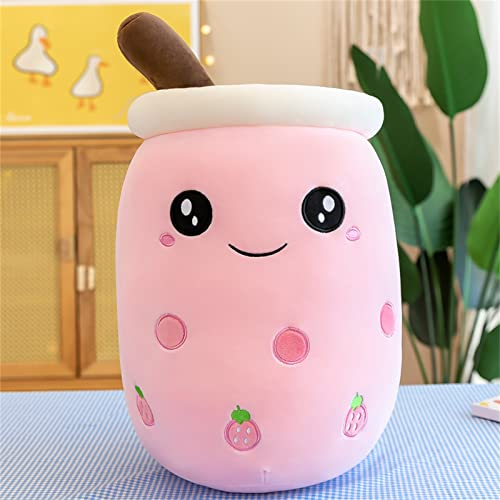 HICAS Bubble Tea Plush Pillow,Boba Plushie,Cartoon Plush Dolls Funny Milk Tea Soft Doll Tea Cup Cushion Bubble Tea Plush Toy Children's Toy Birthday Gift,Pink,35 cm/13.78 inch