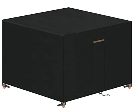VANSHEIM Garden Furniture Cover Waterproof Outdoor Garden Table Cover Home Covers with Waterproof Windproof Anti-UV Heavy Duty 420D Oxford Fabric Square Black 90x90x90cm