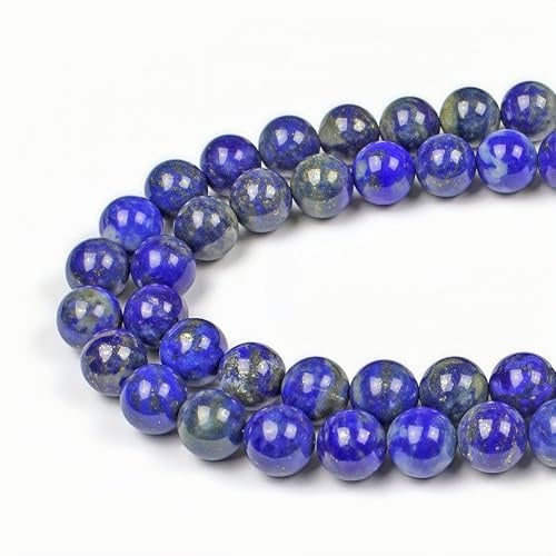 MJDCB Natural Round Stone Beads Royal Blue 12mm Lapis Lazuli Loose Gemstone Beads for Jewelry Making Bracelet Necklace 30pcs