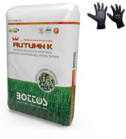 Bottos, Concime granulare Autumn K, antistress pre-invernale per la resistenza agli stress termici (25kg + guanti)