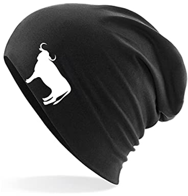 Huuraa Beanie Stier Bulle Silhouette Geschenk Black Stier Bulle Präsent