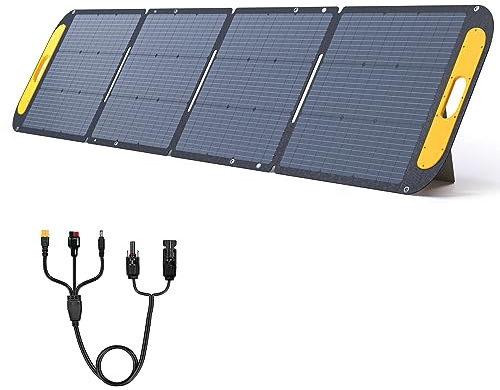 VTOMAN VS200 Panel solar portátil 200W 18V, eficiencia del 25% Panel solar plegable con certificación IP67 resistente al agua y adaptadores Anderson XT60 DC5521 y soportes ajustables