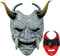 ANYBOY Halloween-Festival Japanische Prajna-Maske ，Japanische Dämonenteufel Hannya Oni Samurai Kabuki-Monster Latex Maske Cosplay Requisiten (grau)