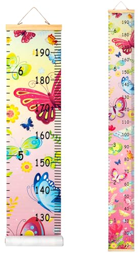 HIFOT Messlatte Kinder, Schmetterling Meßlatte Kinder Wachstumsmesser Messleiste für mädchen Jungs Kinderzimmer Wand Dekorationen 190cm * 20cm