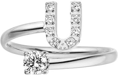 Purelei® Buchstaben Ring U – Damenring aus langlebigem Edelstahl – Wasserfeste Ringe – Verstellbare Ringe von Größe 50 bis 60 – Modeschmuck für deinen individuellen Look