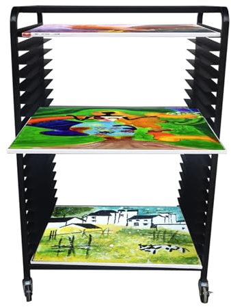 Farb-Trockenständer, Kunst-Trockenständer, 30 Regale, Metall-Kunstwerk-Aufbewahrung, Präsentationsständer, Kunst-Trockenständer Mit Rädern, Mobiler Kunst-Trockenständer For Klassenzimmer Oder Zuhause