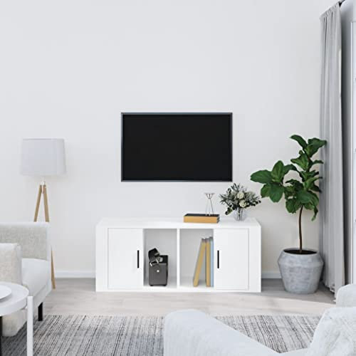 Mobile Sotto Tv,Porta Tv Da Terra Mobile Legnomobile Porta Tv Bianco 100x35x40 Cm In Legno Multistratoadatto Per L'Uso Sotto Il Televisore, In Soggiorno, In Camera Da Letto