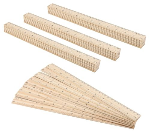 MUKCHAP 36 Stück Holzlineale 30 cm Blanko, Zoll mit Zentimetern, Gerades Lineal für Messwerkzeug